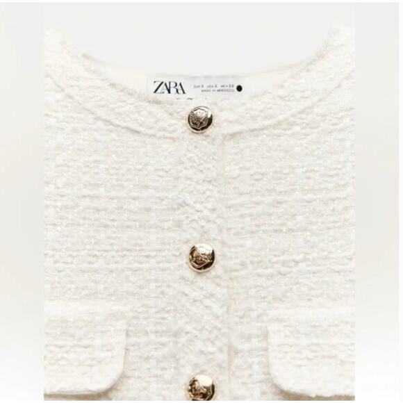 ZARA WOMEN'S COLLECTION TEXTURED Tweed Mini Dress S - Picture 8 of 8